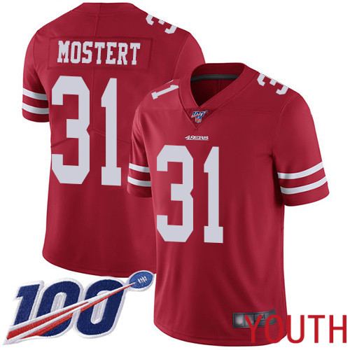San Francisco 49ers Limited Red Youth Raheem Mostert Home NFL Jersey #31 100th Season Vapor Untouchable